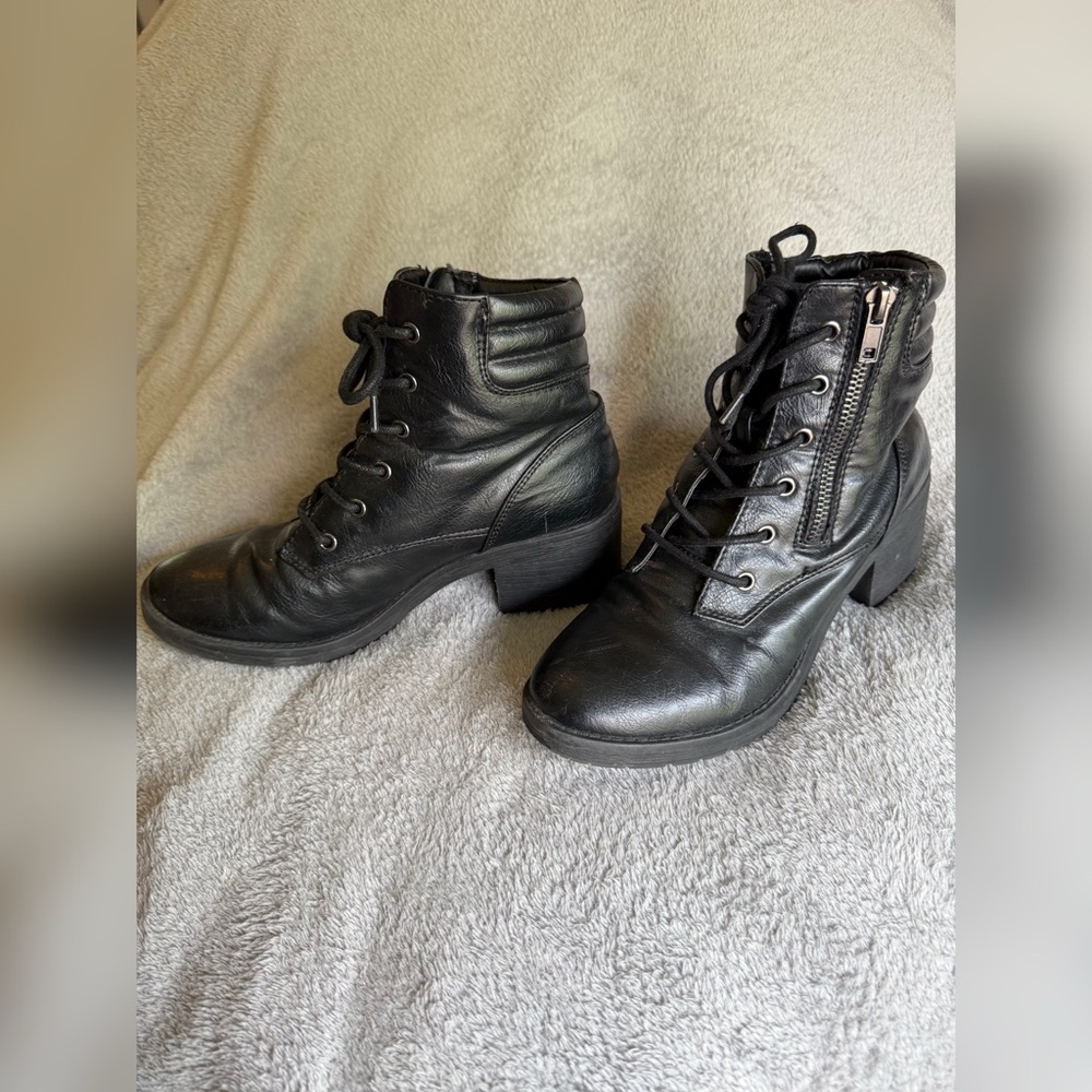 Rampage Black Lace Up Boots with Heal